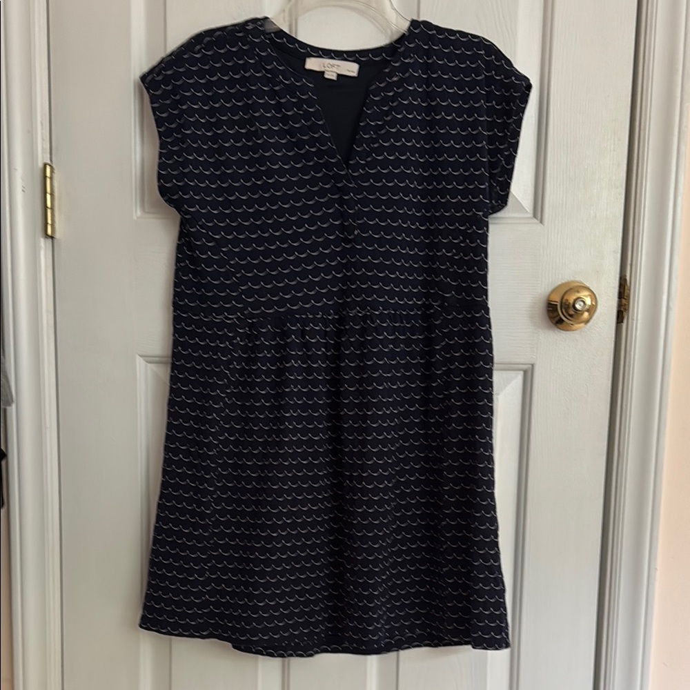 Navy Patterned Dress Loft MP